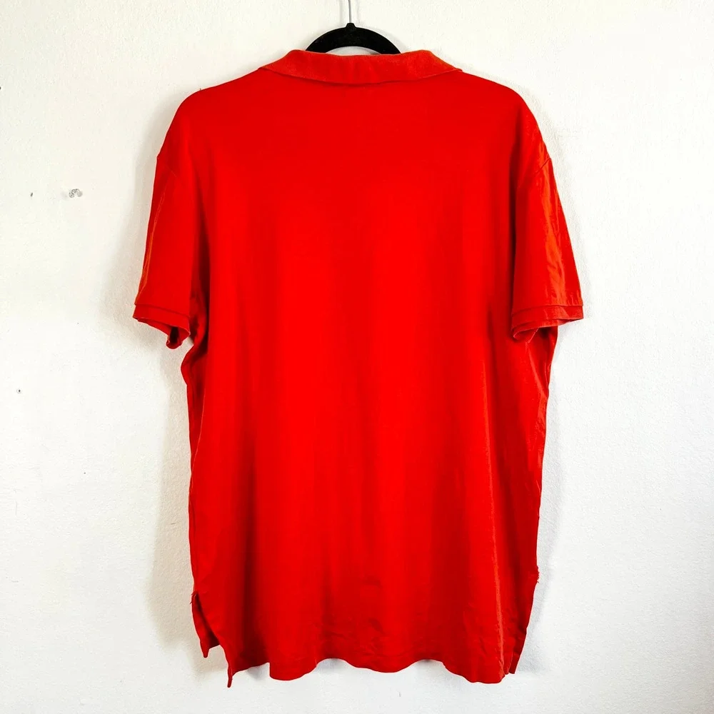 Polo Ralph Lauren Polo Shirt Mens Sz Large Orange Pima Soft Touch Pony‎ Logo